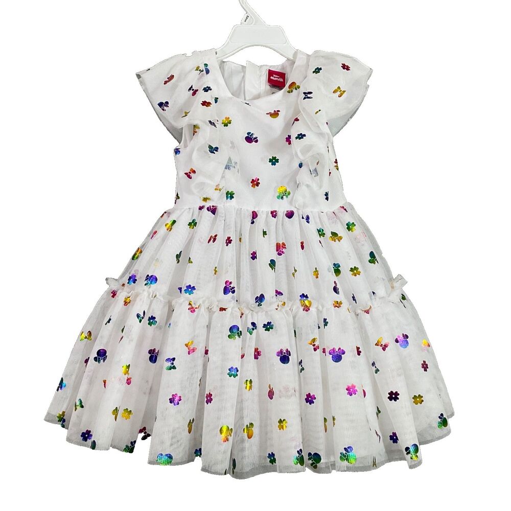 DISNEY Junior party dress 4T Tiered tulle Layered Dress Ruffled foil AOP Minnie